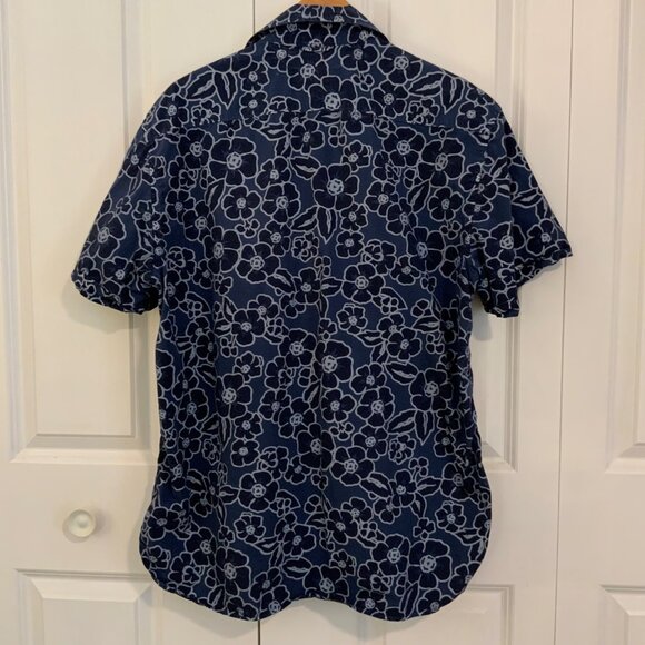 Tommy Hilfiger Blue Hawaiian Floral Print Short Sleeve Button Front Shirt XL - Picture 6 of 10